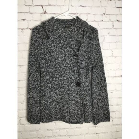 Vtg Silvia Novelli Women’s Small Cardigan Sweater Jacket Gray Italy Asymmetric - Picture 4 of 12